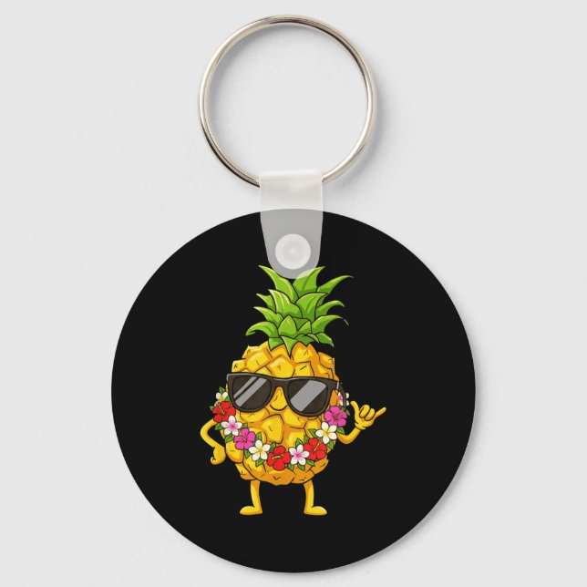 Aloha Hawaiian Cute Ne Shaka Hibiscus Kids Girls  Key Ring (Front)