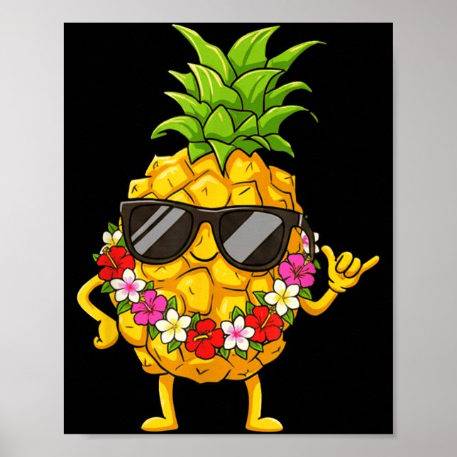 Aloha Hawaiian Cute Ne Shaka Hibiscus Kids Girls  Poster (Front)