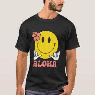 Aloha Hawaiian Cute Smile Face Shaka Hibiscus Kids T-Shirt