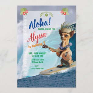 Aloha! Hawaiian Dog Birthday Invitation