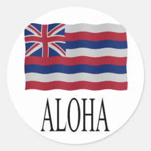 Aloha + Hawaiian flag Classic Round Sticker