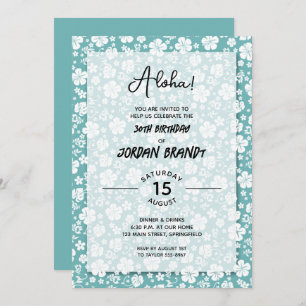 Aloha Hawaiian Floral Birthday Party Invitation