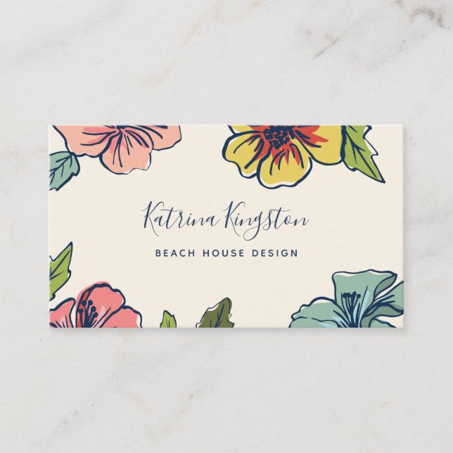 Aloha Hawaiian Floral Business Card (Front)