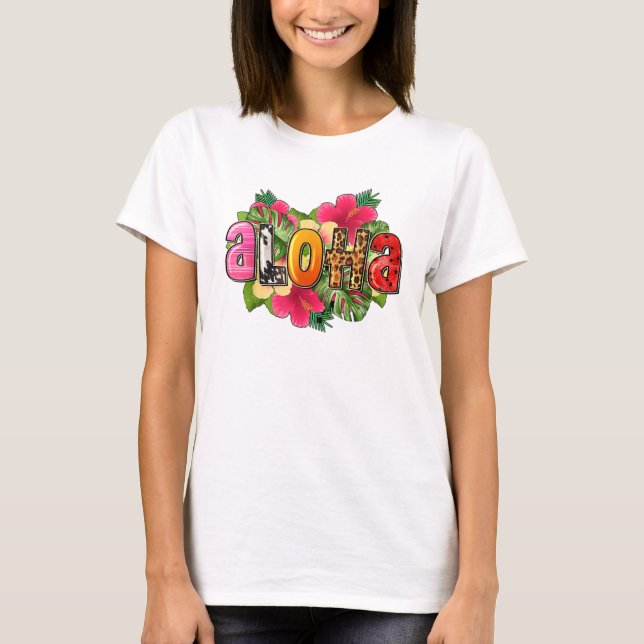 Aloha Hawaiian Flower Trip To Hawai Summer Holiday T-Shirt (Front)