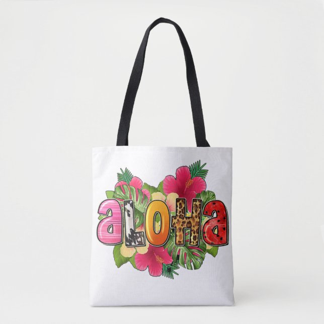 Aloha Hawaiian Flower Trip To Hawai Summer Holiday Tote Bag (Front)