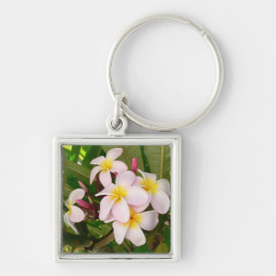 Aloha Hawaiian Frangipani Blossoms Bridal Shower Key Ring