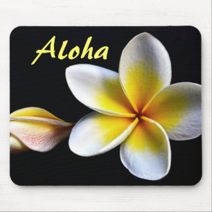 Aloha Hawaiian Frangipani Blossoms Plumerias Mouse Mat