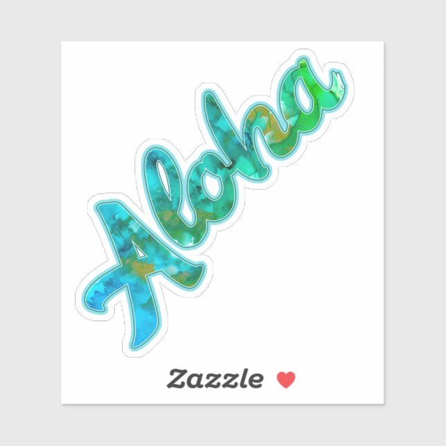 Aloha Hawaiian Greeting Alcohol Ink Art Sticker (Sheet)