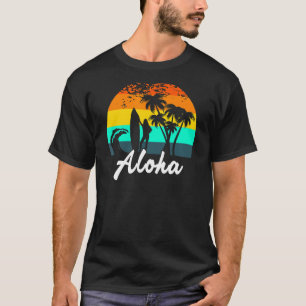 Aloha Hawaiian Hawaii Island  Palm Beach Surfboard T-Shirt