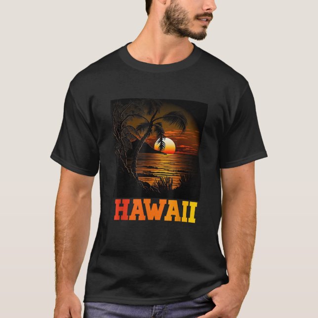 Aloha Hawaiian hawaii men summer palms beach vacat T-Shirt (Front)