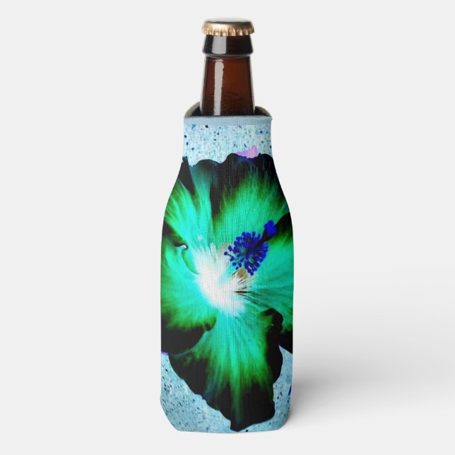 Aloha Hawaiian Hibiscus bottle wrap Bottle Cooler (Bottle Front)
