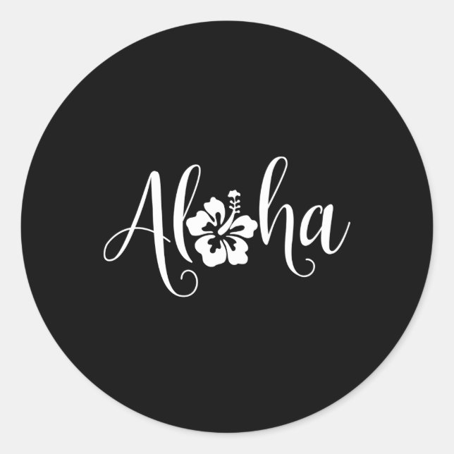 Aloha Hawaiian Hibiscus Flower Surfer Maui Kauai H Classic Round Sticker (Front)