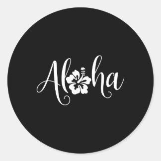 Aloha Hawaiian Hibiscus Flower Surfer Maui Kauai H Classic Round Sticker