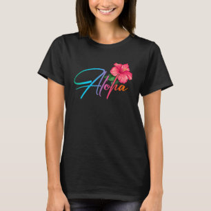 Aloha Hawaiian Hibiscus Flowers Hawaii Beach Luau  T-Shirt