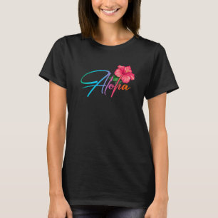 Aloha Hawaiian Hibiscus Flowers Hawaii Beach Luau T-Shirt