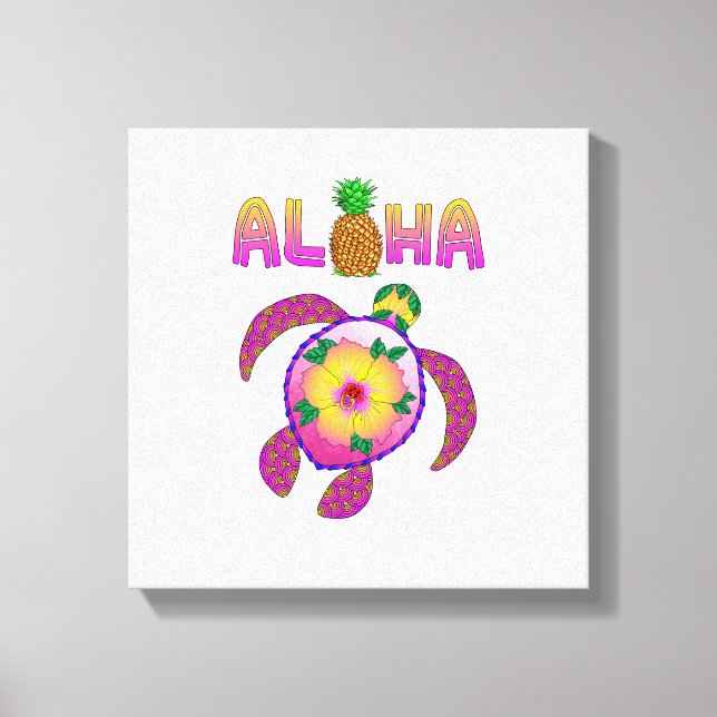 Aloha Hawaiian Honu Turtle Canvas Print (Front)
