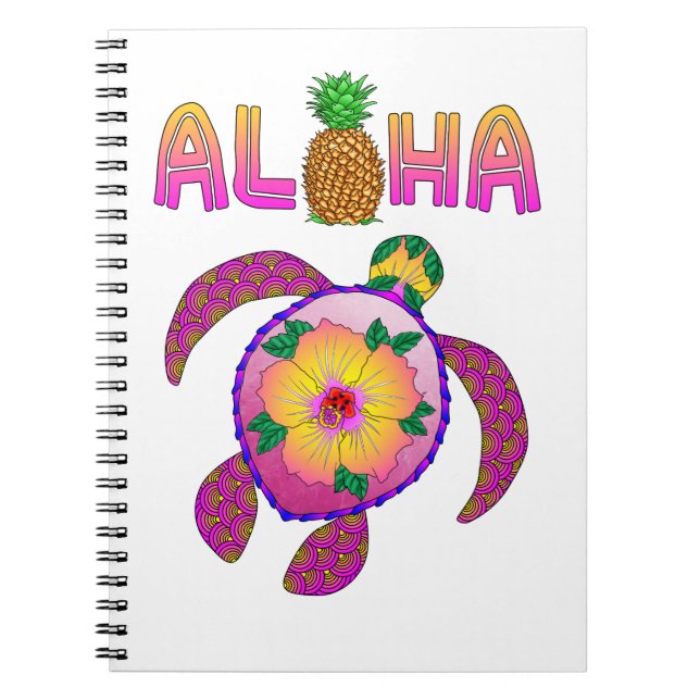 Aloha Hawaiian Honu Turtle Notebook (Front)