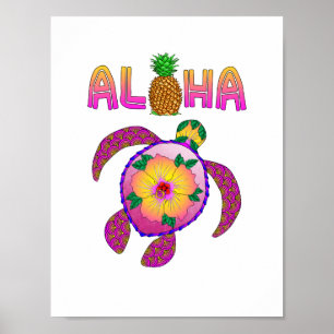 Aloha Hawaiian Honu Turtle Poster