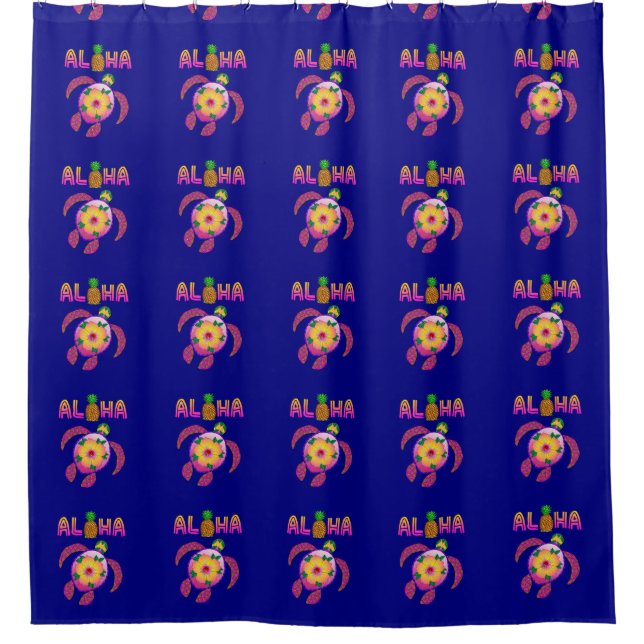Aloha Hawaiian Honu Turtle Shower Curtain (Front)