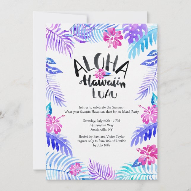 Aloha Hawaiian Invitation (Front)