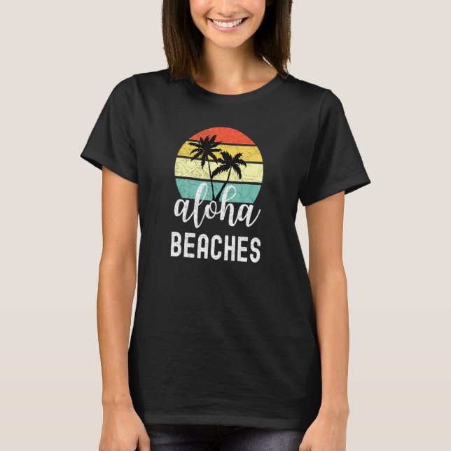 Aloha Hawaiian Island Hawaii Palm Beach Surfboard  T-Shirt (Front)