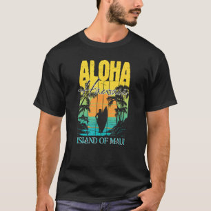 Aloha Hawaiian Island Maui Surfer Sunset Palm Tree T-Shirt