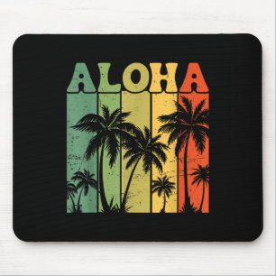 Aloha Hawaiian Island Palm Trees Surfboard Beach H Mouse Mat