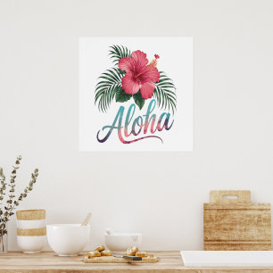 Aloha Hawaiian Islands Hawaii Hibiscus Flower Poster