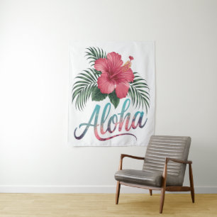 Aloha Hawaiian Islands Hawaii Hibiscus Flower Tapestry