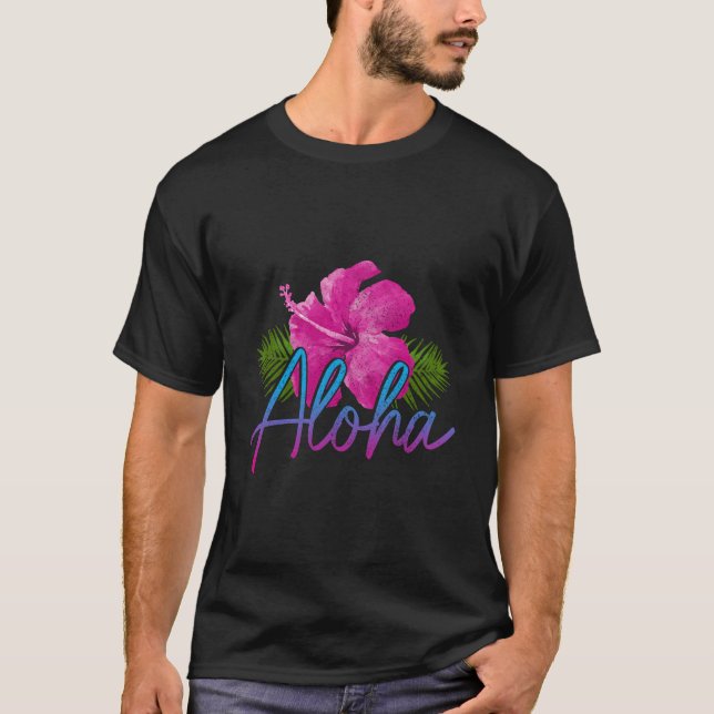 Aloha Hawaiian Islands Hawaii Surf Hibiscus Flower T-Shirt (Front)