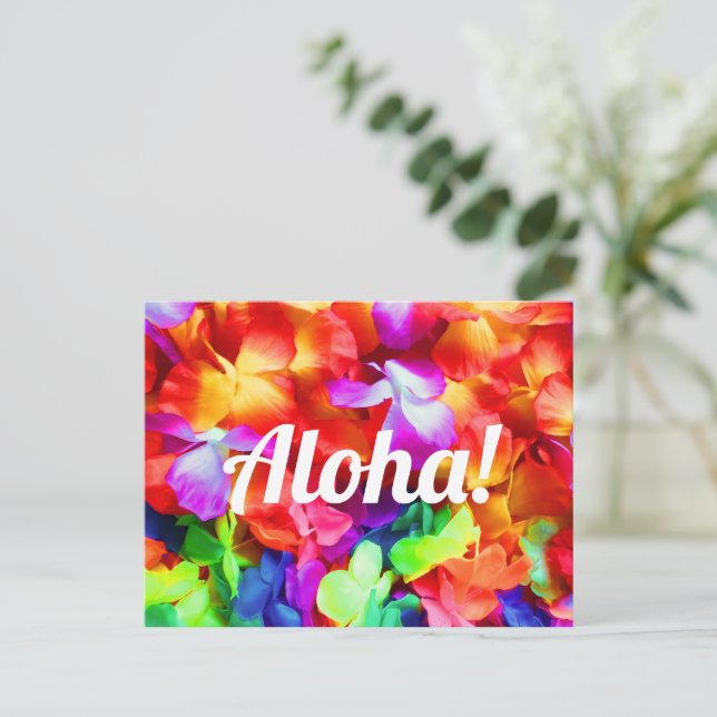 Aloha Hawaiian Lei Garland Photo Postcard (Standing Front)