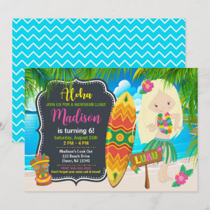 Aloha Hawaiian Luau Tropical Birthday Party Invitation