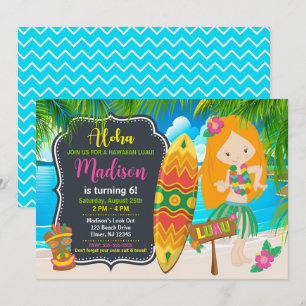 Aloha Hawaiian Luau Tropical Birthday Party Invitation