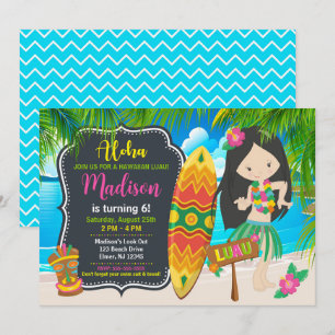 Aloha Hawaiian Luau Tropical Birthday Party Invitation