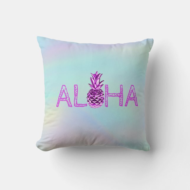  Aloha Hawaiian Metallic Pineapple Holographic  Cushion (Front)