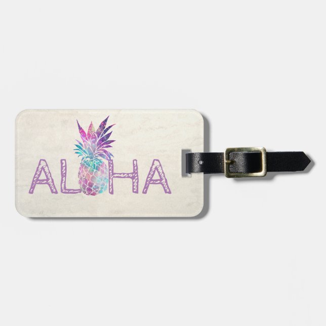 Aloha Hawaiian Pineapple-Personalised Luggage Tag (Front Horizontal)