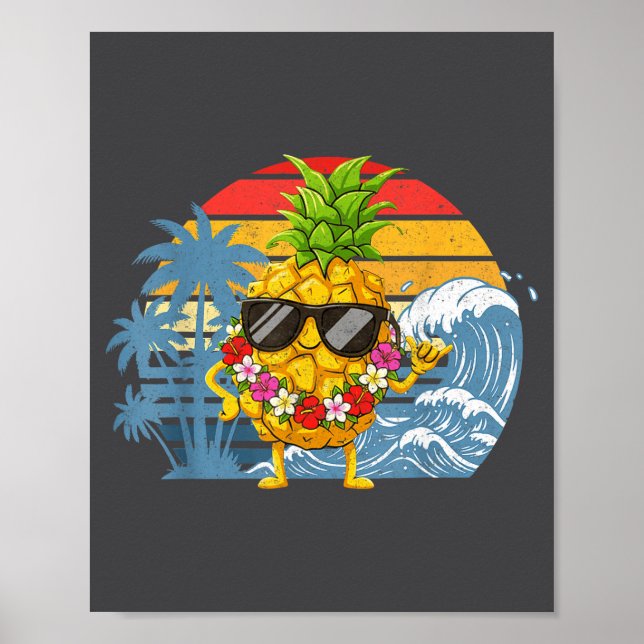 Aloha Hawaiian Pineapple Sign Hawaii Shaka Fun (Front)