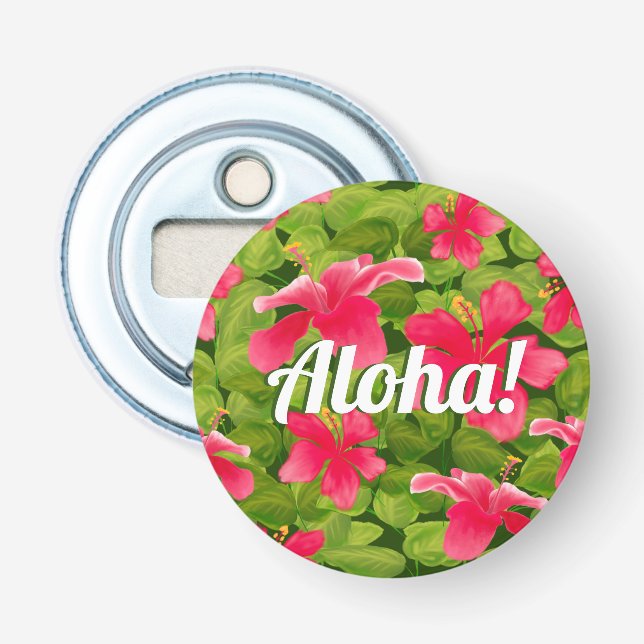 Aloha! Hawaiian Pink Hibiscus  Bottle Opener (Front)