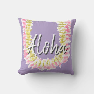 Aloha Hawaiian Plumeria Lei Elegant Floral Pastel Cushion