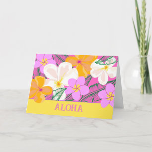 Aloha Hawaiian Plumeria Tropical Flowers Card
