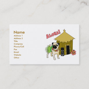 Aloha!  Hawaiian Pug Business Cards-customisable Business Card