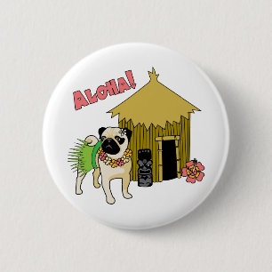 Aloha! Hawaiian Pug Buttons
