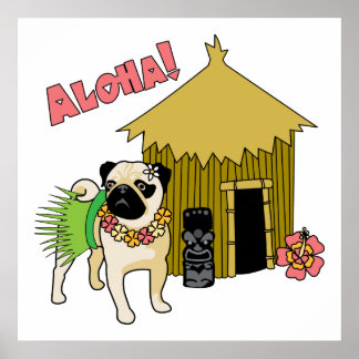 Aloha! Hawaiian Pug Posters and Prints