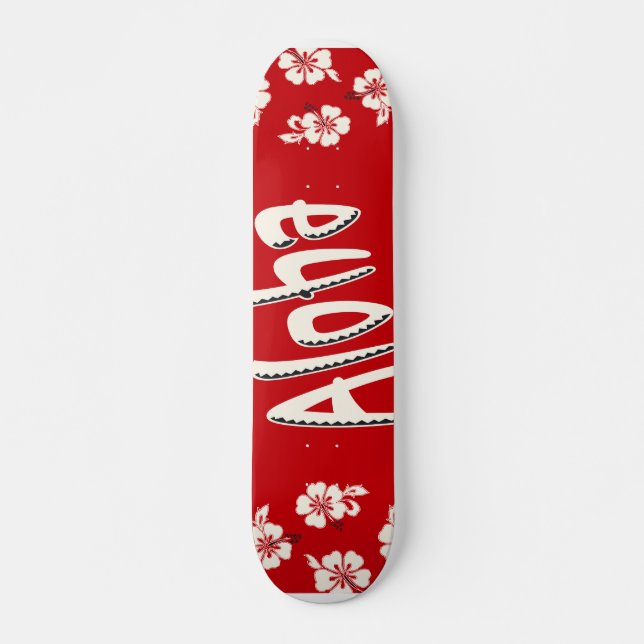 Aloha Hawaiian Red Skateboard (Front)