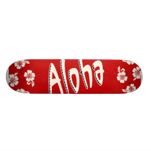 Aloha Hawaiian Red Skateboard