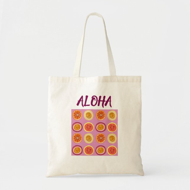 Aloha Hawaiian Retro Fruit Pink  Tote Bag (Front)