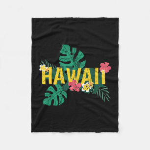 Aloha Hawaiian Sumer Vacation Tropical Flowers Haw Fleece Blanket