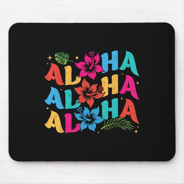 Aloha Hawaiian Summer Hawaii Vacation Kids Men Wom Mouse Mat (Front)