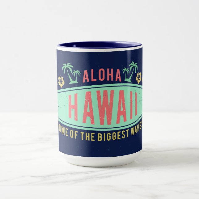 Aloha Hawaiian Surfer custom name mugs (Center)