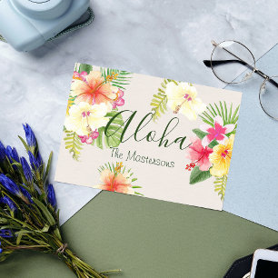 Aloha Hawaiian Tropical Floral Personalised Postcard